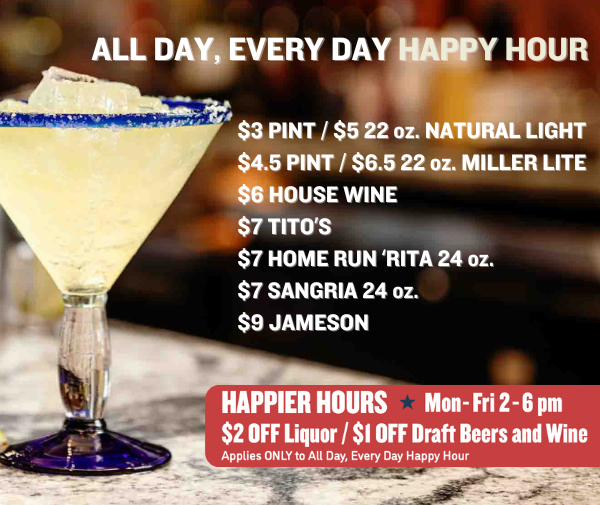 Glory Days Grill Happy Hour daily specials.